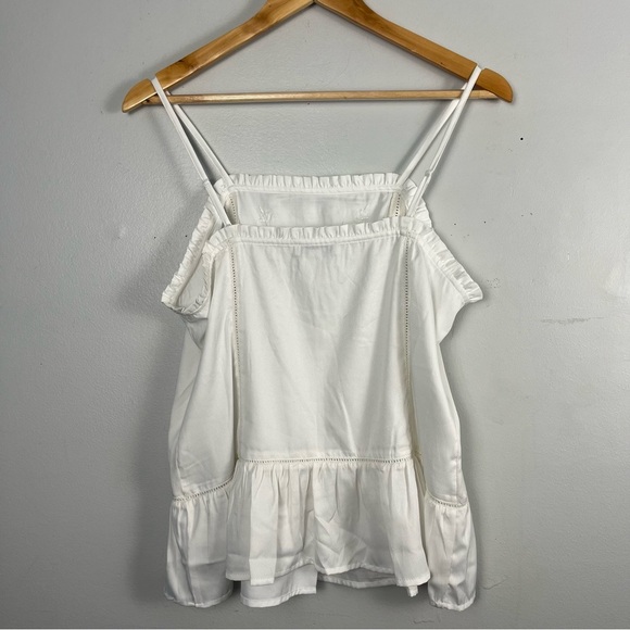 Express white embossed babydoll tank top size medium square neckline embroidery - Picture 3 of 5